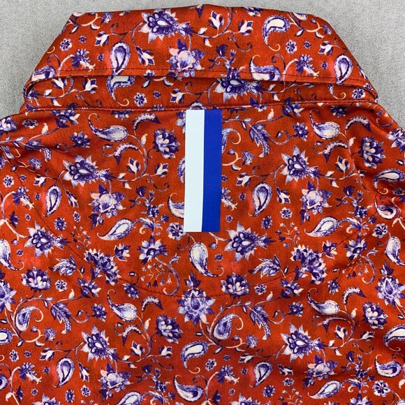 Rhoback Mens Shirt Large Red Paisley Floral Polo Performance Golf Stretch - Picture 8 of 8